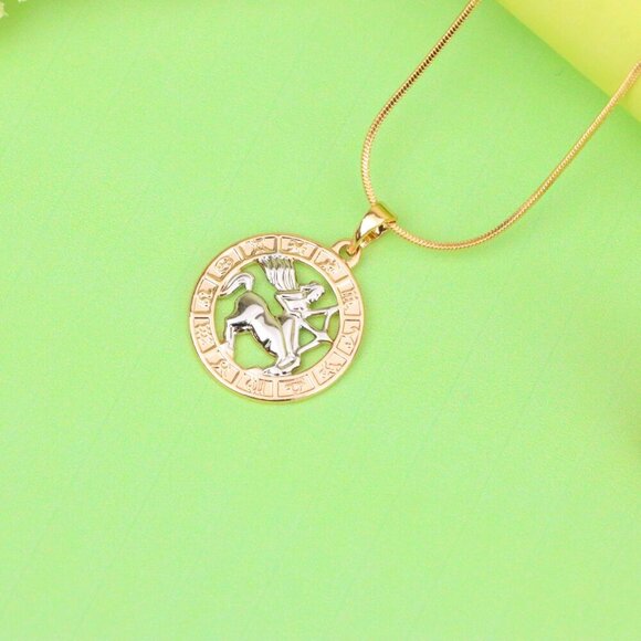 "Rose Gold Sagittarius Zodiac Pendant with Archer Symbol Design, XPPT1453 - Picture 3 of 11